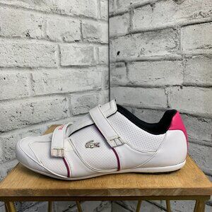 Lacoste Sport Arixia Trainer Sneakers Womens 9.5 White Pink Leather Driving Shoe